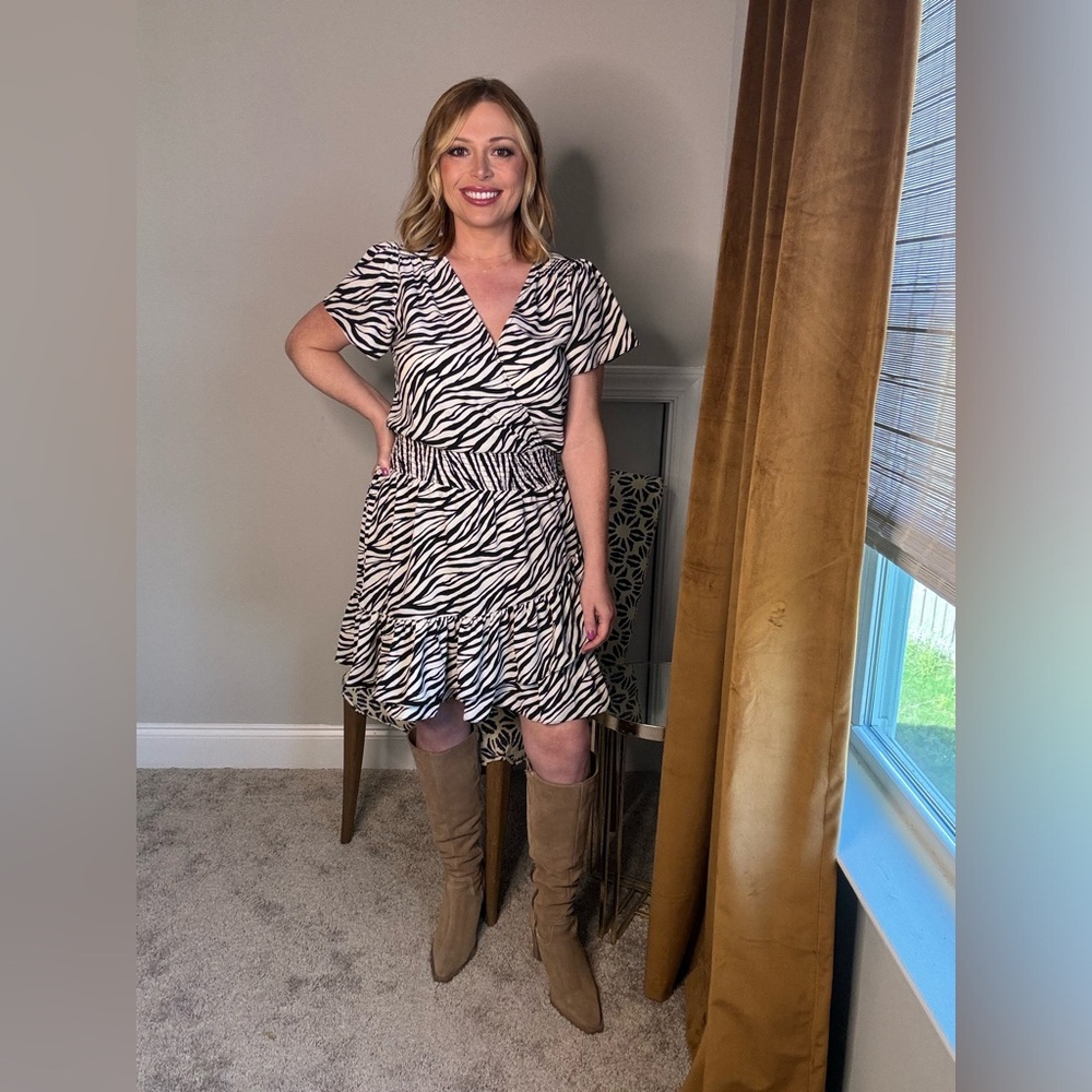 MICHAEL KORS Black and White Print Dress, Size Medium